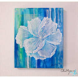 受注制作】原画 抽象画 枝垂れ桜 花吹雪 ブルー 青 おしゃれ