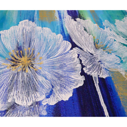 原画　抽象画　ケシの花　F６　ポピー　けし　芥子　 ターコイズブルー　ゴールド　おしゃれ モダンアート 現代アート 8枚目の画像