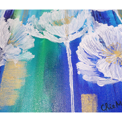 原画　抽象画　ケシの花　F６　ポピー　けし　芥子　 ターコイズブルー　ゴールド　おしゃれ モダンアート 現代アート 9枚目の画像
