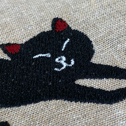 黑貓彈力刺繡 Chambrick sacoche 手拿包 [2 種顏色可選] [免運費] 第7張的照片