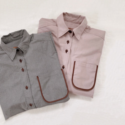 ふらしポケットの半袖ビッグシャツ［pale pink］ 3枚目の画像