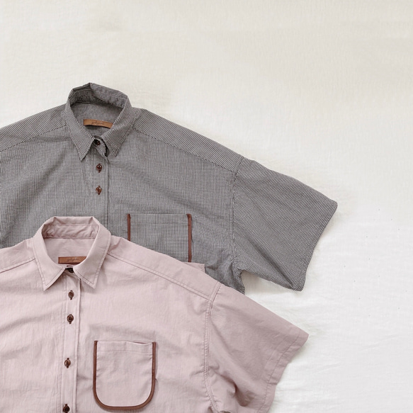 ふらしポケットの半袖ビッグシャツ［pale pink］ 2枚目の画像