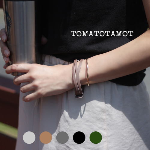 ビーズブレスレットA【キャメル】ネイティブ柄 革 レザー バックル  