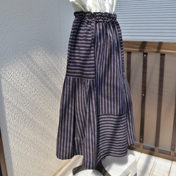 着物リメイク　木綿ギャザースカート　Ｊ-68 2枚目の画像