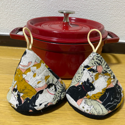 ストウブ 三角鍋つかみ 猫ちゃんいっぱい その他インテリア雑貨