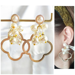 ゴールド 花びら 花 フラワー 大ぶり イヤリング ピアス ハンドメイド