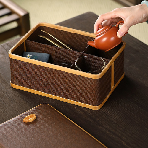 Amazon｜竹編み茶道収納バスケット 竹籠 竹篭 茶道具収納箱 茶盆