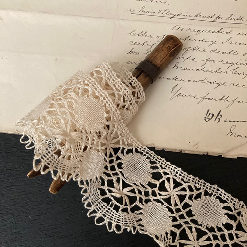 フランスアンティーク コットンマシン刺繍レース