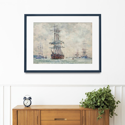 NO.409】大型船の絵画アートポスター☆海マリンレトロモダン
