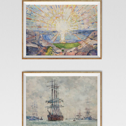 NO.409】大型船の絵画アートポスター☆海マリンレトロモダン