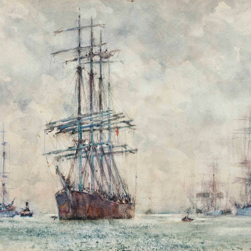 NO.409】大型船の絵画アートポスター☆海マリンレトロモダン