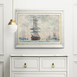 NO.409】大型船の絵画アートポスター☆海マリンレトロモダン