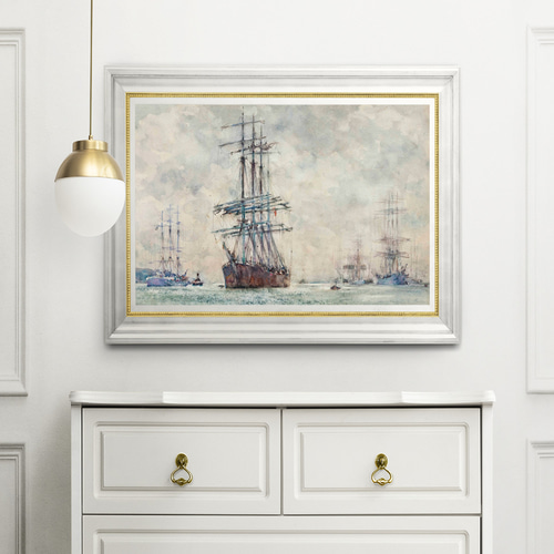 NO.409】大型船の絵画アートポスター☆海マリンレトロモダン