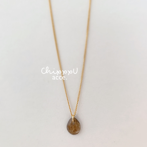 ゴールド ドロップ型チャーム ネックレス40cm♢ ドロップ型チャームネックレス / 金属アレルギー対応チェーン