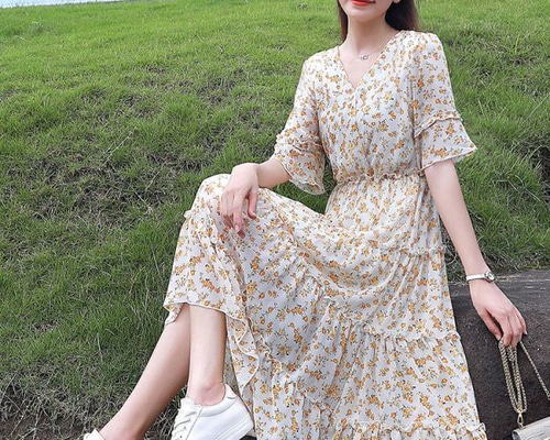 花柄シフォングリーンロングワンピース ZARA（ザラ）の「花柄 ロングワンピース ワンピース シフォン