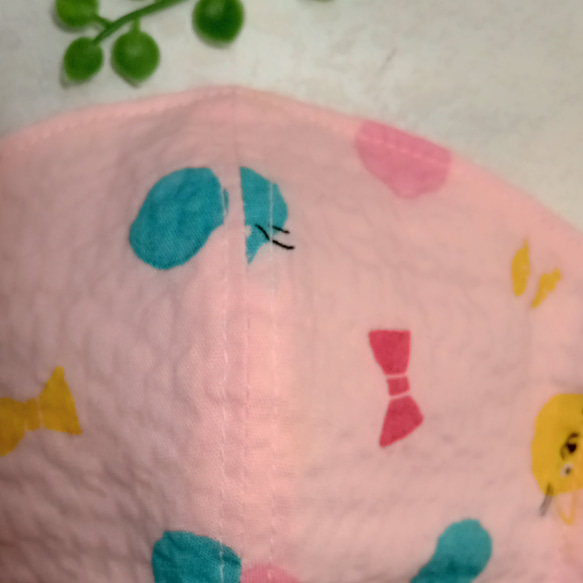 幼児 子ども用 [ピンクドット柄] リップル 薄手 綿100% 立体布マスク 2枚目の画像