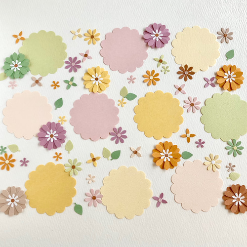 クラフトパンチのカード(4.5cm)とお花のセット和み色〜色紙 寄せ書き