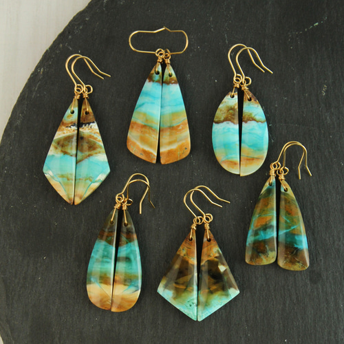 1点のみ めちゃくちゃ可愛いバンブルビージャスパー月の大ぶりピアス