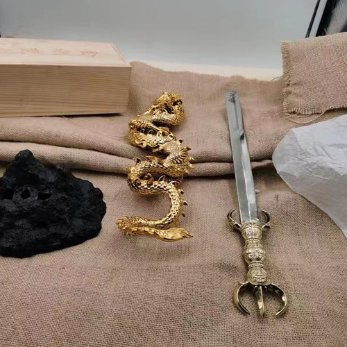 密教法器 倶利伽羅剣 仏教法具 弘法大師 真鍮製vajra52cm その他アート