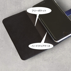『ケロPhone』ブルー×ブラック　カエルのスマホケース　手帳型ケース 4枚目の画像
