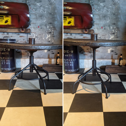 アメリカンヴィンテージな家/ 油圧式 高さ調整可能 ローテーブル/ ケーブルドラム ラウンドテーブル（丸形） #テーブル 4枚目の画像