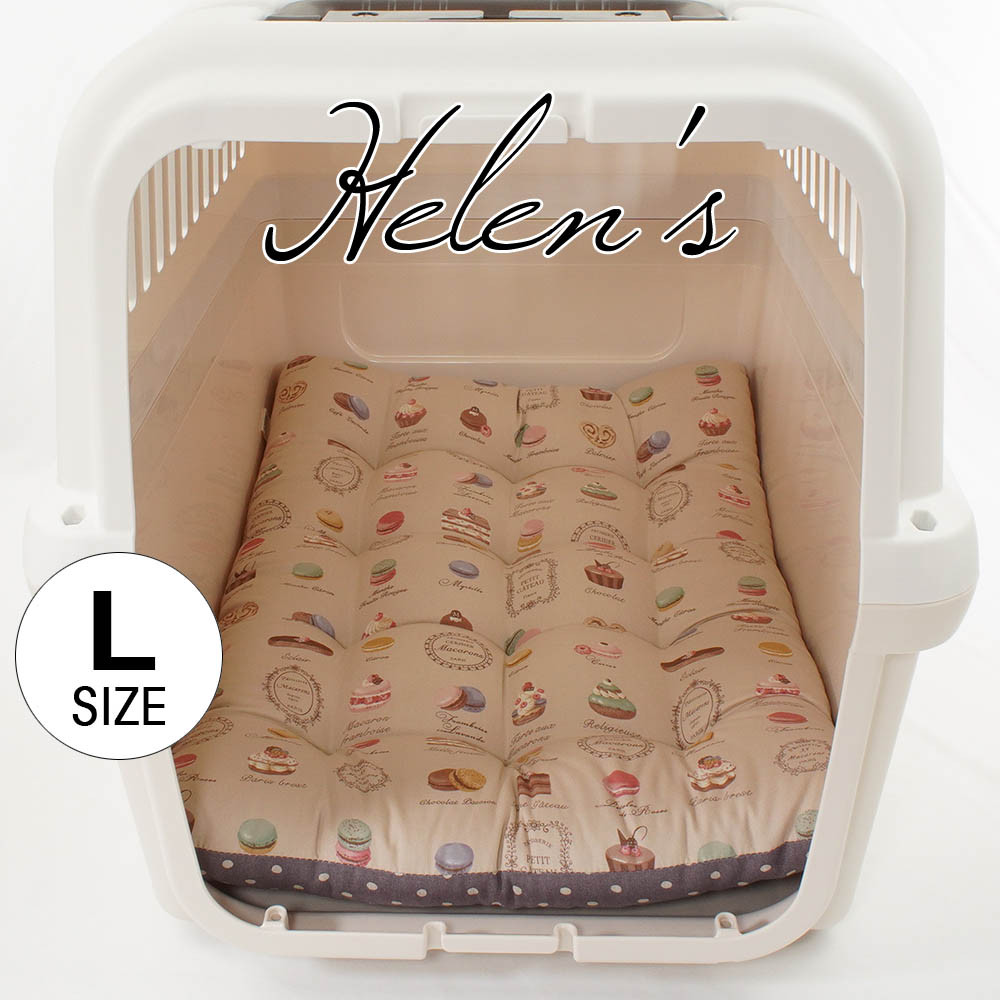 【送料*無料】縁無しクッションベッド/クレートクッション マカロンベージュドットラベンダー Lサイズ