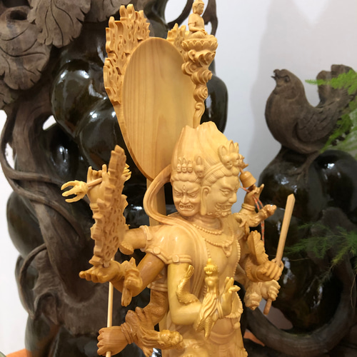 烏枢沙摩明王 穢跡金剛 手作り 木彫り 神様 貴重 鎮宅辟邪 彫刻