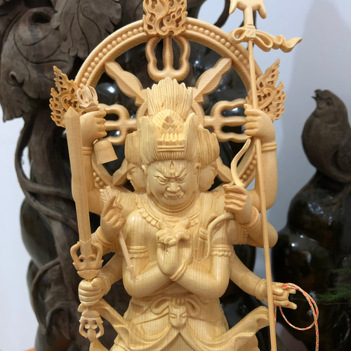 総檜材 取り外せん 不動明王座像 木彫仏像 仏教美術 高さ16cm 総檜材 取り外せん 不動明王座像 木彫仏像 仏教美術 高さ16cm