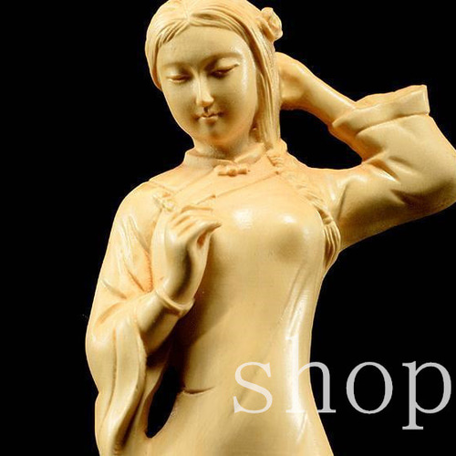 MD407【極上の木彫】高品質 ツゲの木彫り 女神 ヌード 美術品 飾り物