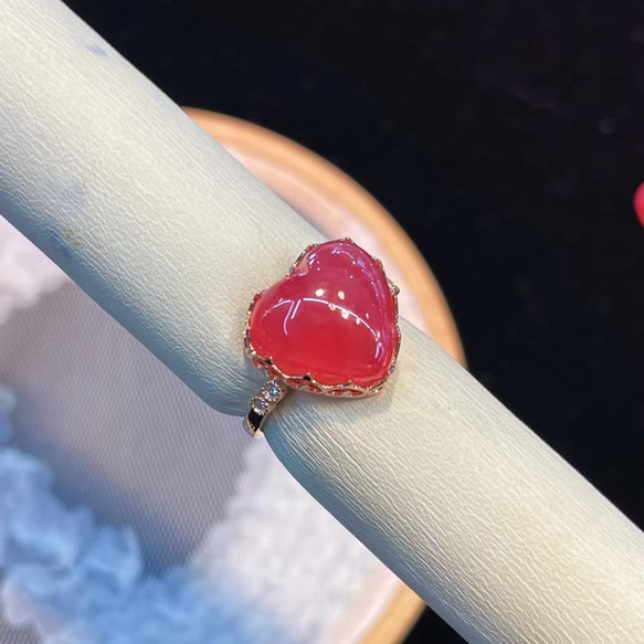 天然無処理 氷種 インカローズ ハート♡ ダイヤモンド リングNo21 指輪  