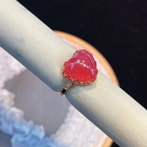 天然無処理 氷種 インカローズ ハート♡ ダイヤモンド リングNo21 指輪  