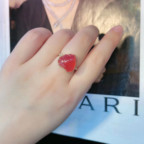 天然無処理 氷種 インカローズ ハート♡ ダイヤモンド リングNo21 指輪  