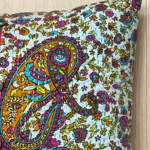 約40cm角 手刺繍のリメイククッションカバー パキスタン パッチワーク