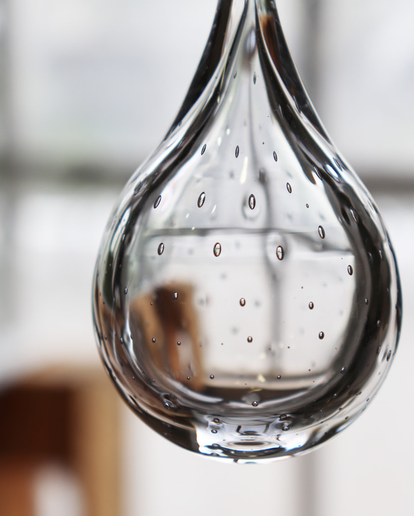 新作「あまつぶのオーナメント」スウェーデンクリスタル ナチュラル 水滴  透明 ドット 水玉模様 サンキャッチャー 4枚目の画像