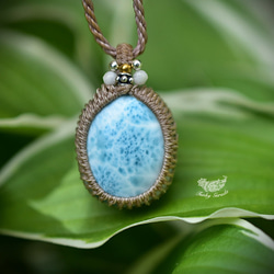 波浪紋 larimar macrame 吊墜 598 第3張的照片