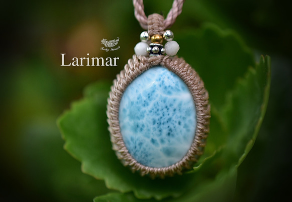 波浪紋 larimar macrame 吊墜 598 第1張的照片