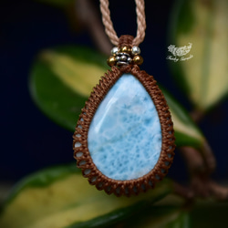 白色波紋 Larimar Macrame 吊墜 599 第2張的照片