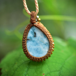 白色波紋 Larimar Macrame 吊墜 599 第10張的照片