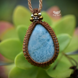 白色波紋 Larimar Macrame 吊墜 599 第3張的照片