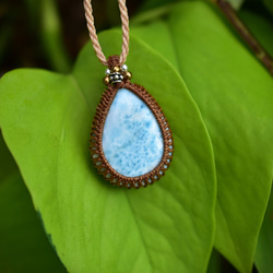 白色波紋 Larimar Macrame 吊墜 599 第6張的照片