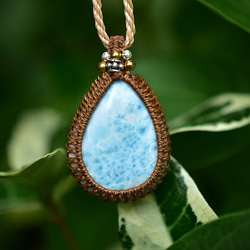 白色波紋 Larimar Macrame 吊墜 599 第7張的照片