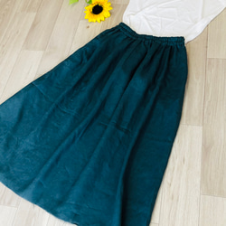 リネン100％ ふんわり柔らか　タックギャザースカート　ロングスカート✳︎ビジリアンカラー 8枚目の画像