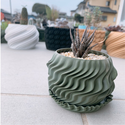 WAVE / 3D printed 植木鉢カバー / 2号 / ブラウン、ブラック 9枚目の画像