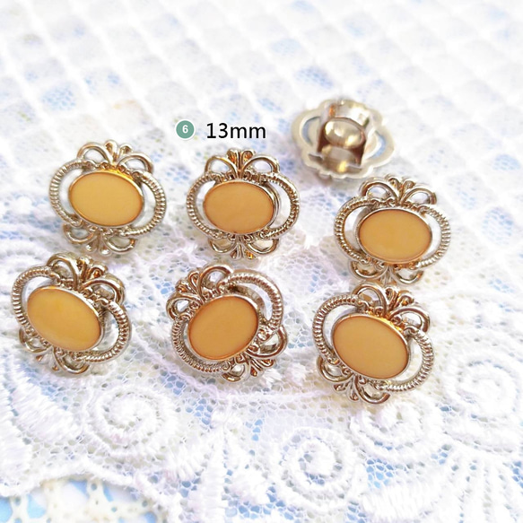 13mm/15mm (8pcs/set)淑女風格琺瑯銀色小鈕扣 第5張的照片