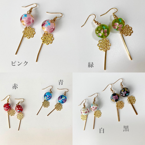 とんぼ玉のピアス ピアス（フック・チェーン） ARTLESS 通販 14327243