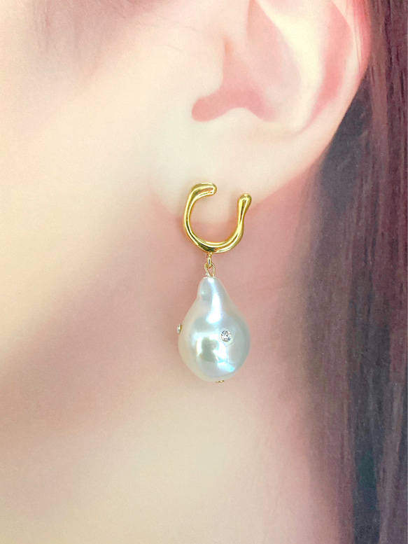 DU drop perl pierce（gold） 3枚目の画像