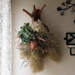 19.アンティーク紫陽花スワッグ ドライフラワースワッグ（アンティークアジサイ入り） ドライフラワー