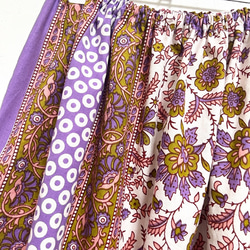 【新作】インド綿ギャザースカート ライラック 3枚目の画像