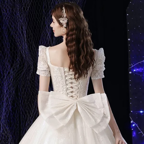 天使のウェディングドレス】妖精姫ワンショルダー花嫁長袖スター 