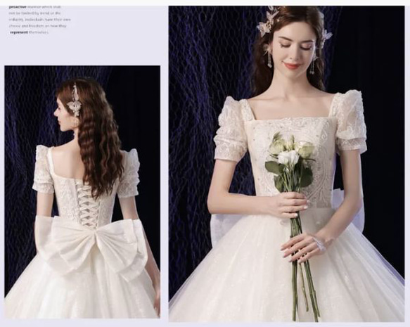 天使のウェディングドレス】妖精姫ワンショルダー花嫁長袖スター